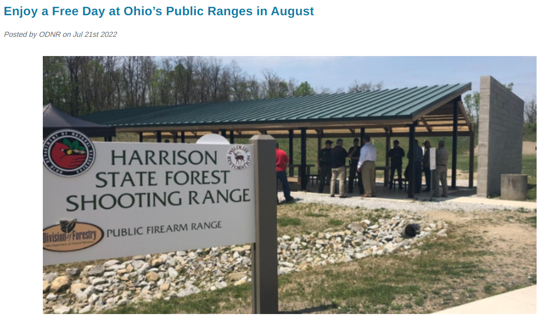 Enjoy a Free Day at Ohio’s Public Ranges in August